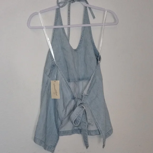Universal Thread Blue Halter Tie Front Tank Top - Picture 7 of 8